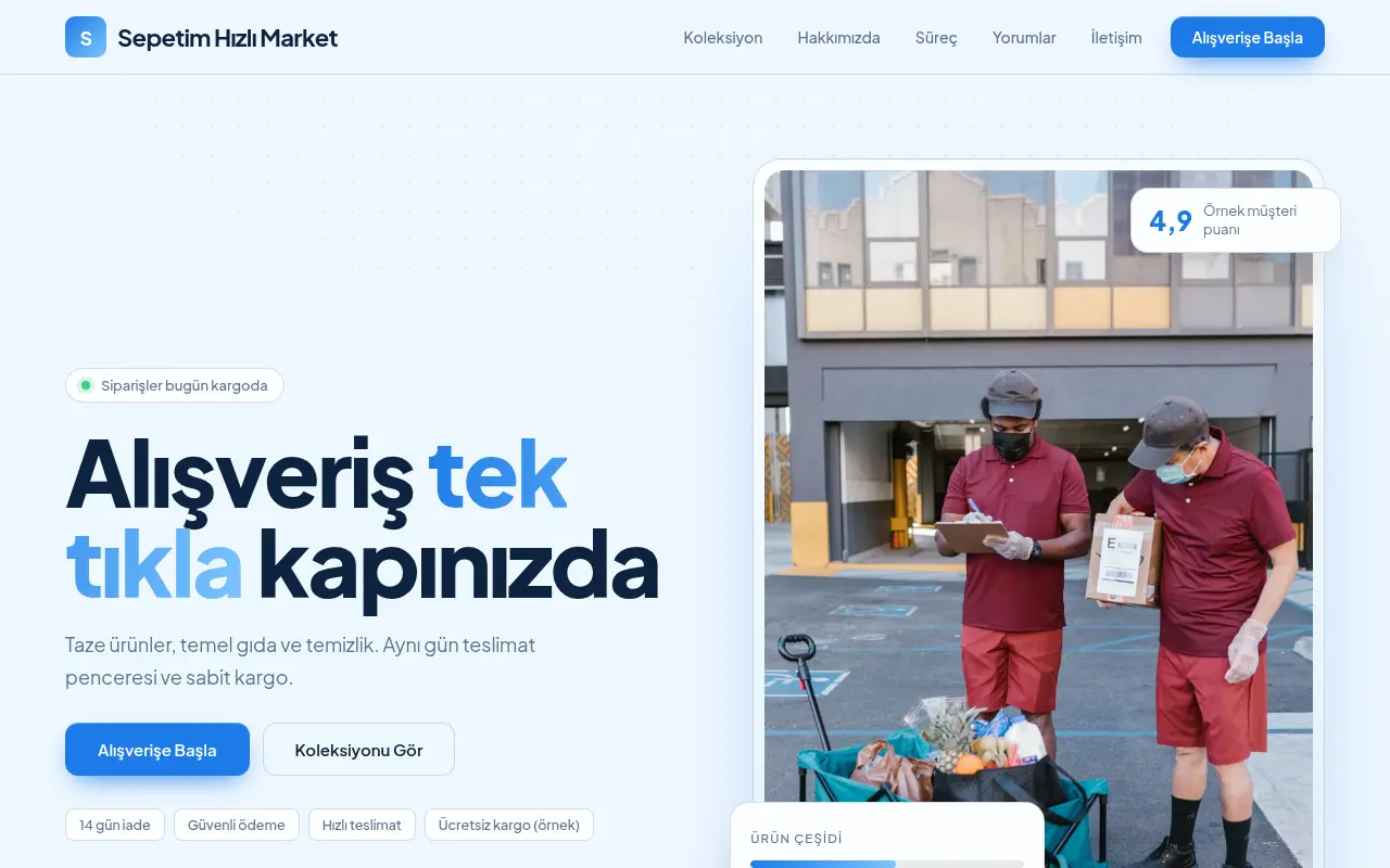 Giyim E-Ticaret Web Sitesi — Sepetim Hızlı Market